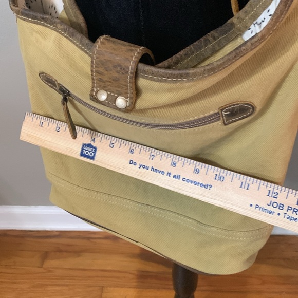 Myra bag cotton and leather conceal carry crossbody purse adjustable strap - Picture 6 of 9